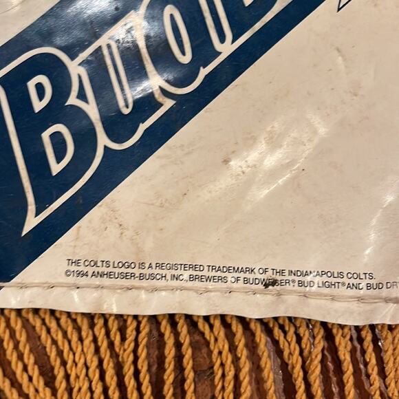 Vintage 94 Budweiser Indianapolis Colts Wall Hanging Fringe - Picture 7 of 7
